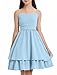 EXARUS Girls Dress Blue Teen Formal Homecoming Dance Special Occasions Casual Tween Ruched Flowy Ruffle Hem Spaghetti Strap Adjustable Mini Dresses Cami for 12 Years