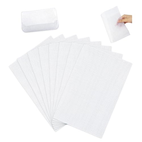 Bieiyhe 8 Pieza Mallas para Tejer Bolsos 33 X 20 cm,Malla Plastico Manualidades,Malla de Plastico para Punto de Cruz,Plastic Canvas para Bordar,Hojas de Rejilla de Malla de Bricolaje para Ganchillo