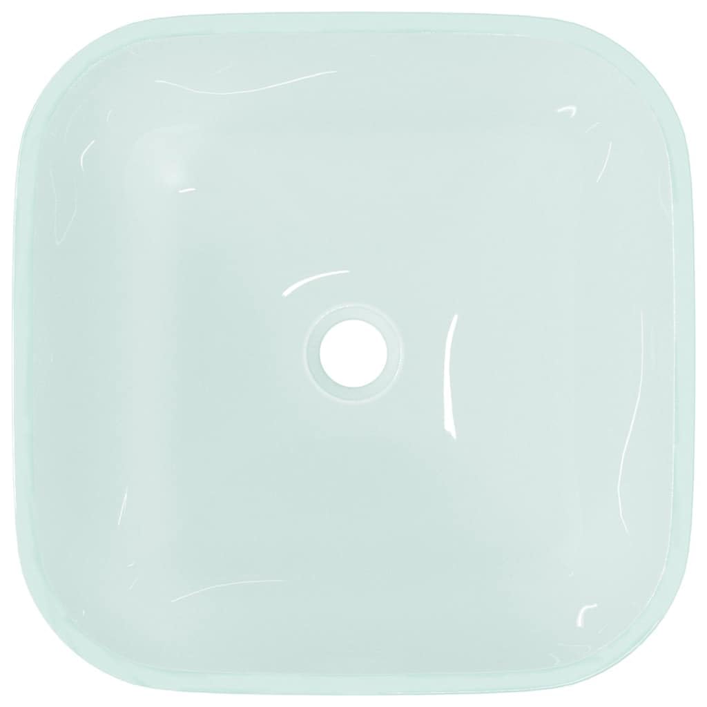 Lavabo de cristal 42 x 42 x 14 cm, color crema mate