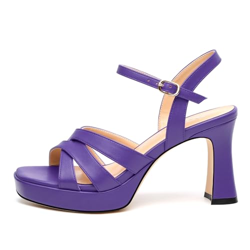 Image of Women Square Toe Platform Block Heel Sandals 3.3''
