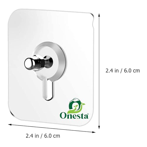 Image of ONESTA Self Adhesive Wall Hooks 10 Pcs Heavy Duty Transparent Sticky Hooks Waterproof Strong Adhesive Wall Hanger Nail Free No Drill Hooks for Kitchen Bathroom, Towel, Home & Office (Pack Of 10)