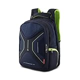 Glint Travel Laptop Backpack | 40L | Fits 15.6" Laptop | Water-Resistant Dobby Polyester | Anti-Theft Pocket, Rain Cover, Ergonomic Straps | Work, Travel & Commute (Navy Blue & Green)