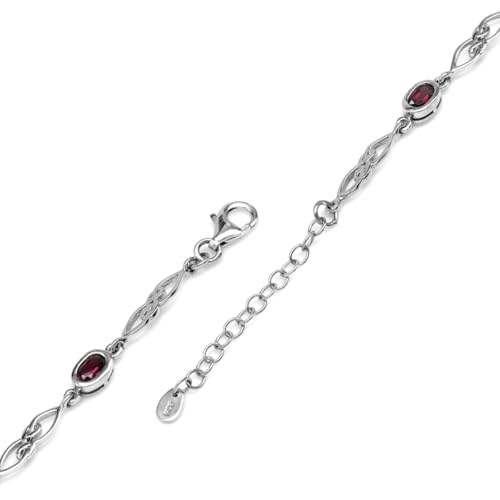 Image of Silvershake Birthstone Gemstones White Gold Plated or Yellow Gold Plated 925 Sterling Silver Scroll /Filigree Celtic Knot Weave 7.25 to 8.75 Inch with Adjustable Extension Bracelet Jewelry for Women