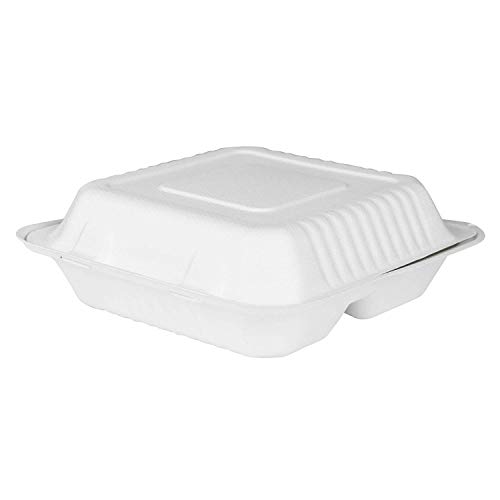 Karat Earth Ke-Bhc99-3C 9" X 9" Bagasse Hinged Clamshell Container, 3-Compartment (Pack Of 200) #TOP3