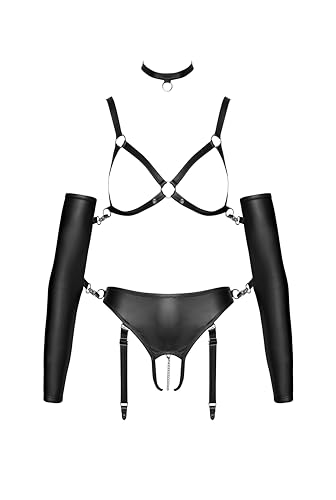 Ensemble soutien-gorge et porte-jarretelles Bad Kitty Black XL : lingerie noire et sexy