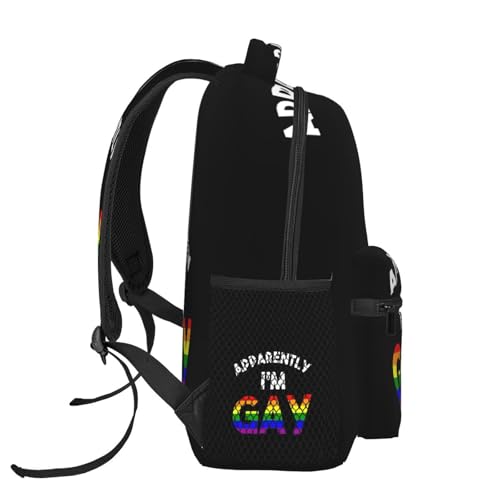 I'm Gay Pride LGBTQ Funny Rainbow Backpack Lightweight Laptop Backpack Casual Daypack Travel Double Shoulder Bag For Women Men3