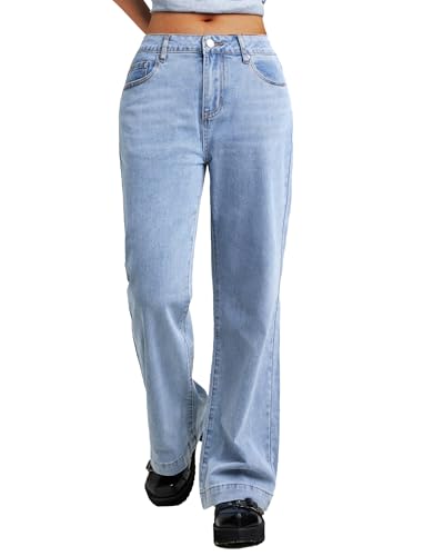 EMMIOL Women's Wide Leg Jeans High Waisted Straight Leg Jeans Baggy Loose Bootcut Denim Pants Trendy