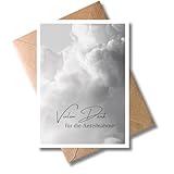 WBdesignz 10er-Set Dankeskarten Trauer „Vielen Dank für die Anteilnahme“ mit Umschlägen - Trauerkarten mit Wolkenmotiv - Beileidskarten für Trauerfeiern, Beerdigungen und Abschiede (DIN A6)