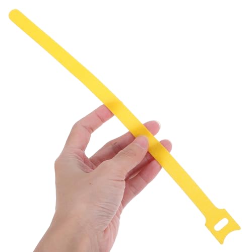 VALICLUD 100pcs Envoltura de Cable Reutilizable con Gancho y Bucle para Organización de Cables de Electrónica, Amarillo 12mm x 300mm miniatura 4