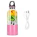Mini Juicer Cup, Puissant Blender, 500 ML Électrique Juicer Cup Portable Légumes Fruit Juice Maker Outil Automatique USB Rechargeable Shakes Blender Mixer Bouteille(rose)