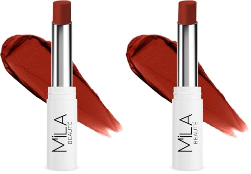 Image of Mila Beaute 24 Hrs Locked In Lips Transfer Proof Lipstick | Enriched With Mango Seed Butter & Hyaluronic Acid | Transfer Proof Formula with Velvety Texture | Smudge Proof & Highly Pigmented | Shade - (Baked Brick, 3.2g)