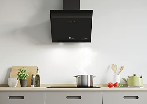 Candy-CVMA60N-Campana-extractora-60-CM-4-Niveles-Potencia-213W-620M3H-Valvula-Antiretorno-Temporizador-Filtros-Carbono-Panel-Antigrasa-Control-Tactil-LED-60-DB-Clase-A-Cristal-Negro