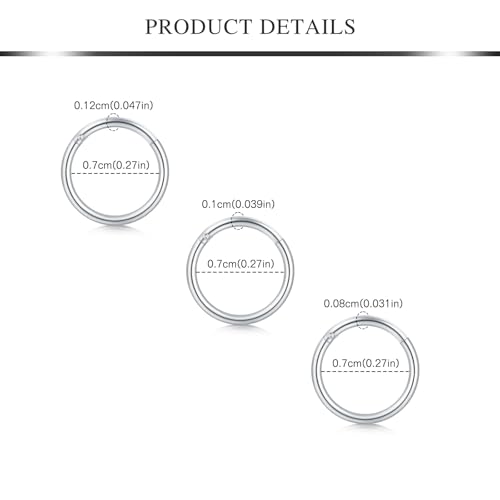 Image of AVYRING Hypoallergenic Nose Rings 316L Surgical Steel Silver Gold Nose Hoops 18g 20g 16g Septum Ring Hinged Clickers Seamless Helix Cartilage Conch Earrings Hoop for Women Men 6mm 7mm 8mm