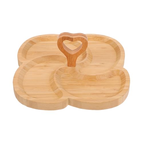 LALADEFIEE Bamboo Serving Tray Lid Decorative Organizer Tray for Kitchen Sturdy Handles Food Storage Plate