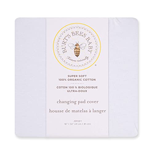 Image of Burt's Bees Baby Unisex Baby Gift Set - Crib Sheet, Changing Pad Cover & Burp Cloths, 100% Organic Cotton Essentials Bundle