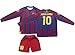 Pitch and Trek Vintage Barcelona #10 Ronaldinho 2005 Home Long Retro Football Soccer Youth Jersey Shorts Youth Sizes(Ronaldinho,22)