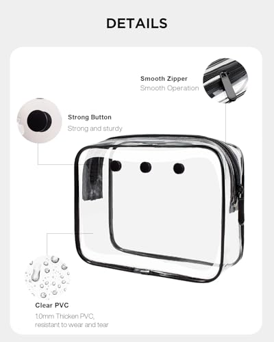 Image of LETGO 4 PCS Clear Insert Bag for Bogg Bag, 4 Sizes Waterproof Beach Bag Organizer Pouch with Bogg Bag Hooks Accessories,Transparent Zipper Makeup Toiletry Bag for Rubber Tote Bag Beach Travel