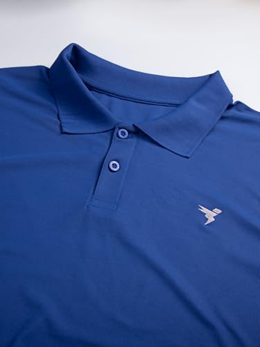 Image of TECHNOSPORT Men's Solid Slim Fit Polo Collar T-Shirt MATPIQ Half Sleeve Button Polyester for Gym Golf Casual Anti Odour UPF50+