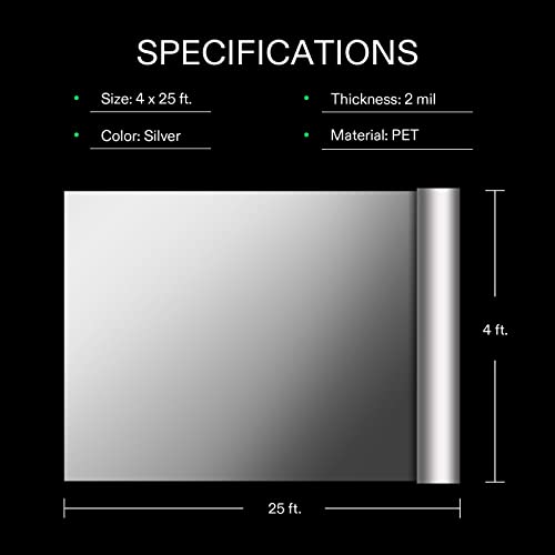 Vivosun Highly Reflective Mylar Film Roll 4Ft X 25Ft For Outdoor Grow Room Indoor Decoration Aluminum Paint Coated 2 Mil Silver #TOP6