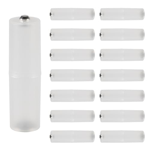 DORHEA 15Pcs AAA to AA Battery Adapter Converter AAA to AA Battery Holder Transparent Cases AAA to AA Adapter with Metal Contacts on Bottom for Battery Converter AAA to AA