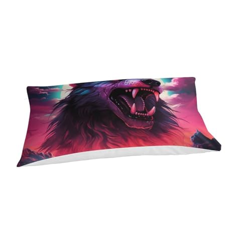 Housse de couette loup 3D microfibre parure lit fermeture éclair facile - 3