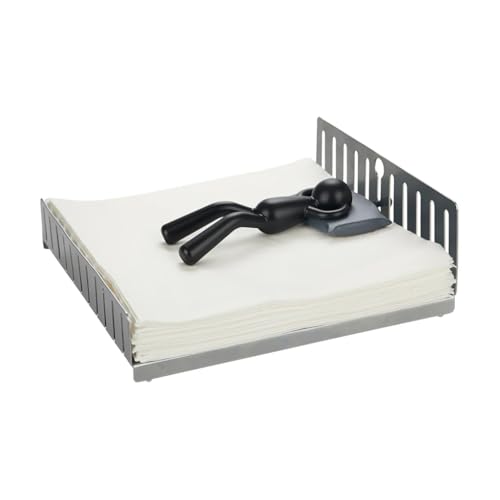 Balvi Porte-Serviettes Nap Couleur Argent/Noir en Forme de lit sur lequel Repose Un Bonhomme endormi
