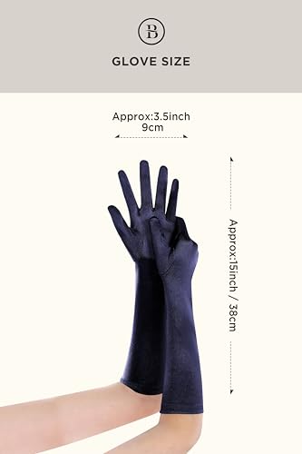 Guantes largos de satén azul BABEYOND estilo ópera de 38 cm 2