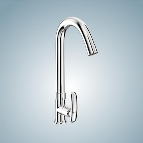 Image of GLOXY Premium Swan Neck Kitchen Sink Tap with 360 Degree Swivel Spout Riva Lever with Chrome Finish - Deck Mounted Wash Basin Tap for Kitchen Sink & Bathroom