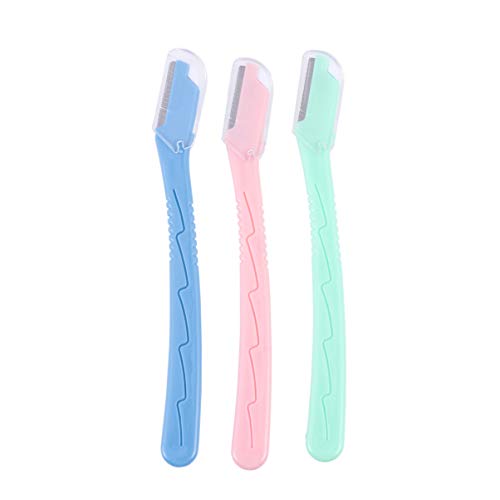 OHPHCALL 3pcs Eyebrow Razor Portable Easy to Clean Stainless Steel Safety Knives Makeup Kit for Women Girls Travel-friendly