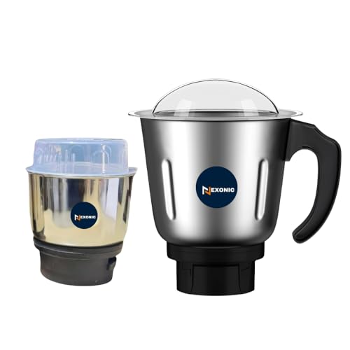 Image of Stainless Steel Combo (Mini 250 Ml & 800 Ml) Jar Set one for Mixer Grinder, Compatibility with all mixer grinders with 2 slots of jar fitting with 4 teeth coupler