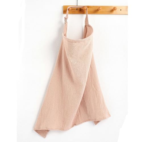 Image of DHinkyoung Muslin Nursing Cover for Breastfeeding Upgraded Breastfeeding Cover with Rigid Hoop, 100% Cotton (Khaki Color)