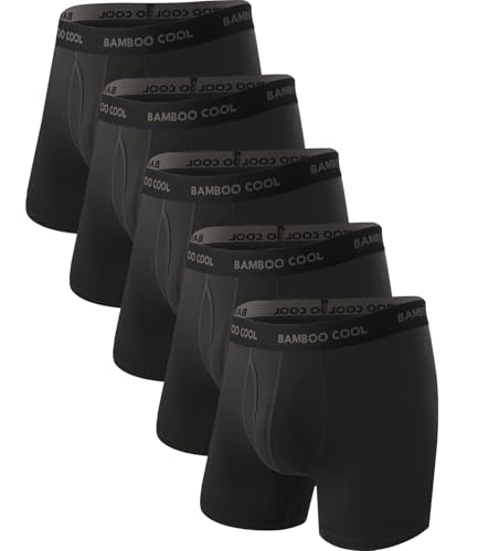 BAMBOO COOL Men's Ultra ComfortSoft Underwear, Moisture Wicking & Breathable No Ride Up Boxer Briefs with Fly, Multipack