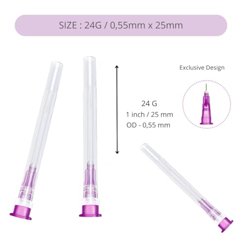 100 Stück x 24G x 1 (0,55mm x 25mm) Edelstahl Abgabe Tube für Nachfüllflüssigkeiten,einzeln verpackt,Nachfüllröhrchen für Industrie,Wissenschaftslabore,Haushalt,Hobby,flüssiges Öl,Klebstoff