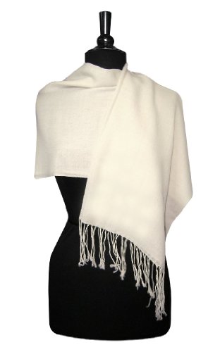 100% Wool Pashmina Solid Scarf CREAM Color Womens Shawl Wrap Scarves3