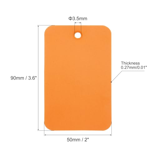 QUARKZMAN 100 Stück Versandanhänger wasserdichte mit Seil, 9 x 5 CM PVC Blanko Kunststoffanhänger Rechteckig für Namensetiketten Kleidung Anhänger Geschenkverpackung, Orange