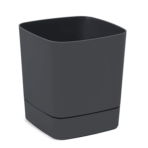 LAMELA Pot Carré avec Soucoupe Intégrée - 34 x 34 cm x 36,5 cm, 28 L - Plastique léger et...