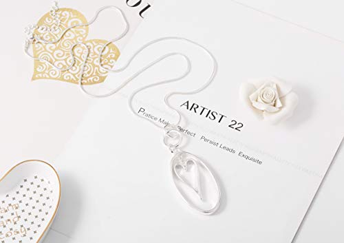 Necklaces for Women Heart Pendant Long Sweater Layered Y Statement Lariat Silver Rose Gold Chain Necklace with Gifts Box4