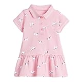 Lamgool Baby Girls Short Sleeve Dress Cartoon Casual Knit Uniform Polo Dress Playwear Sundress for S