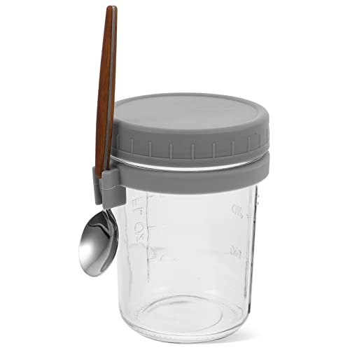 HOMOBABE Taza De Desayuno Portátil Contenedor De Avena Durante La Noche Avena Con Leche Hermético Recipiente Minitaza Tazas Claras Vasos De Yogur De Cereales Taza De Avena Gris Páginas