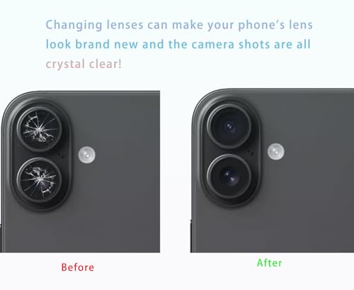 Image of 2 Packs Rear Camera Lens Glass Replacement for iPhone 16 Camera Glass Lens Replacement with Repair Tools