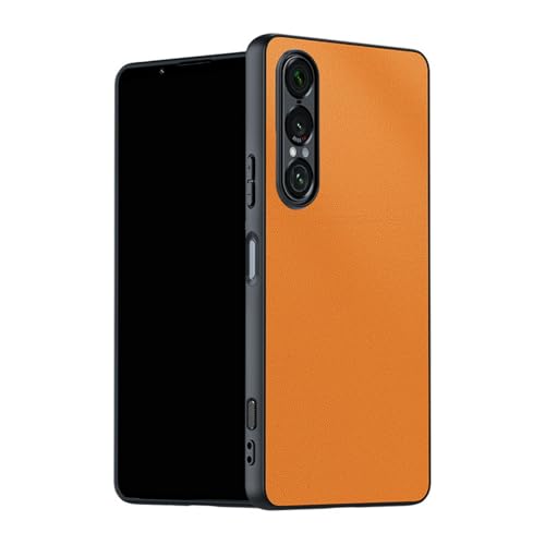 Xperia 1 VIII Xperia 10 VIII �p�̏Ռ��ɋ��� PU���U�[ �ϏՌ� �֗� ���p �l�C �w�ʃJ�o�[ CASE �����K���X�t��(�I�����W)