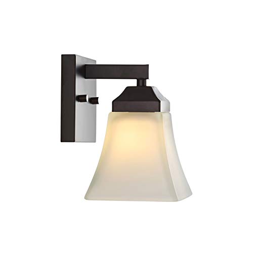 Image of JONATHAN Y 5 inch Oil Rubbed Bronze 1-Light Modern Cottage LED Vanity Light Wall Sconce, Farmhouse Wall Lamp for Bathroom Mirror Kitchen, White Glass Shade, LED Bulb Included JYL7522A