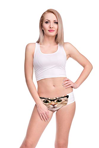 Babalet Women's 3D Funny Animal Look Underwears Sexy Naughty Briefs With Cute Ears,Glass Cat,S #TOP4