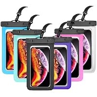 Waterproof Phone Case IPX8 Universal 2-Pack Clear Touch Pouch with Lanyards for Beach Pool Travel up to 7-Inch Phones, Blue