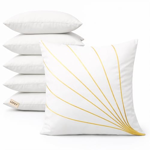 Image of LOFEY Dupion Silk Cushion Cover, 16 x 16 Inch (40 x 40 cm), Decorative Sofa Pillow Cover, Zipper Closure (2, White)