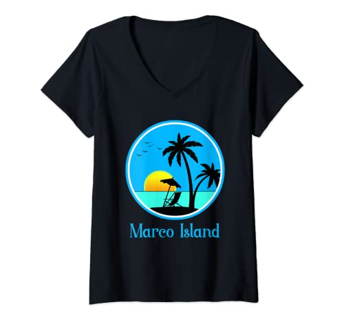 Womens Marco Island Souvenir Florida Vacation Gift V-Neck T-Shirt