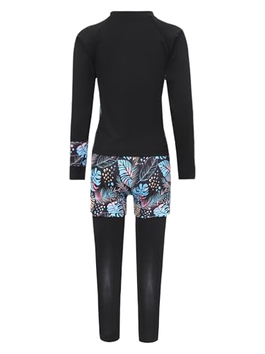 Girls Boys Swimsuit Long Sleeve Swim Top with Swim Shorts Swim Pants Set Beachwear Bathing Suit4