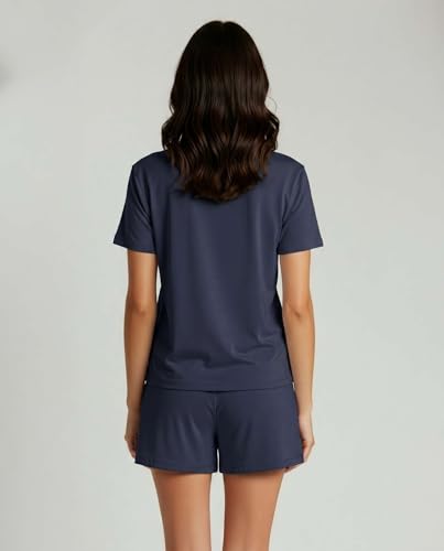Image of Real Essentials 2 Pack: Women's Short Sleeve Pajama Short Set - Comfy Lightweight Soft Lounge Sleepwear (Plus