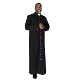 MENZ Clergy Robe Cassock for Pastor, Black/Purple, 44 (Large)