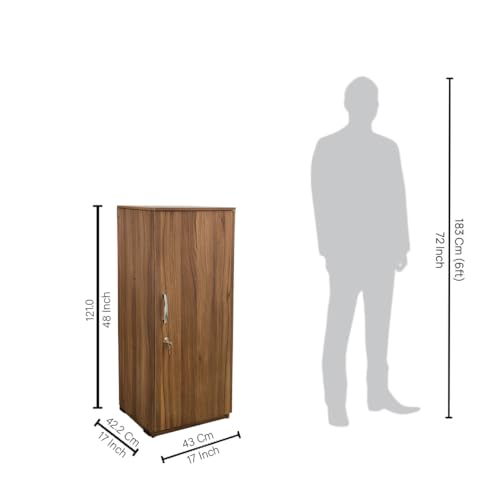 Image of Amazon Brand - Solimo Optima Engineered Wood 4ft 1 Door Wardrobe for Clothes | Storage Organizer | Storage Cabinet for Kitchen | Multipurpose Almirah for Bedroom - Leon Teak
